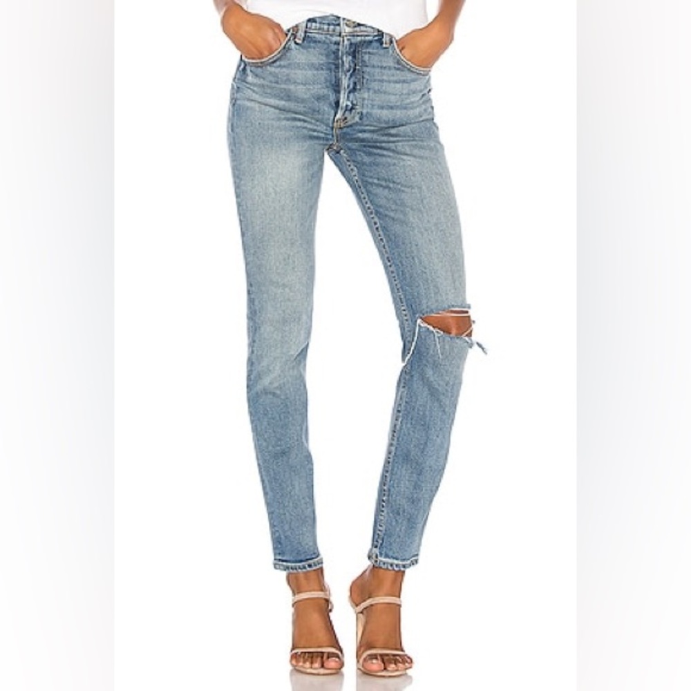 GRLFRND Karolina Cross Your Mind Denim Designer Jeans Slim Size 23 Distressed